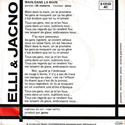 Elli & Jacno : Main Dans La Main (7", Single)
