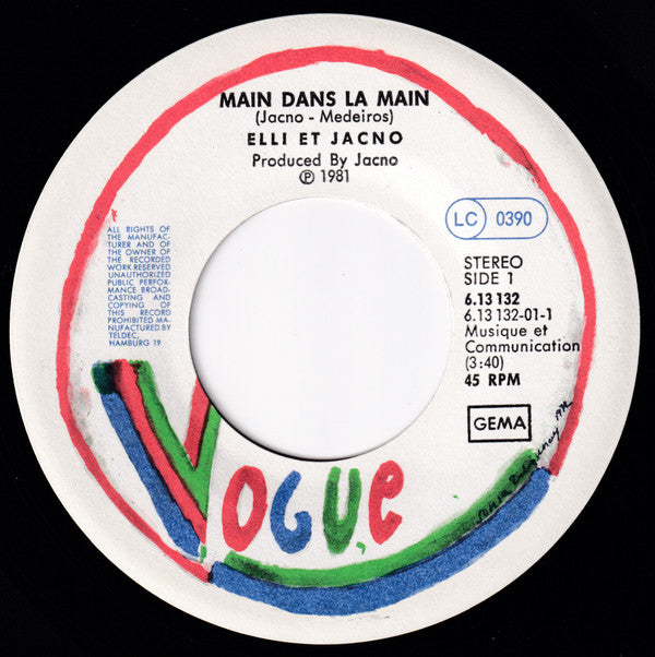 Elli & Jacno : Main Dans La Main (7", Single)