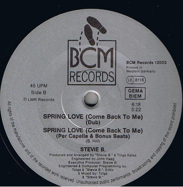 Stevie B.* : Spring Love (Come Back To Me) (12")