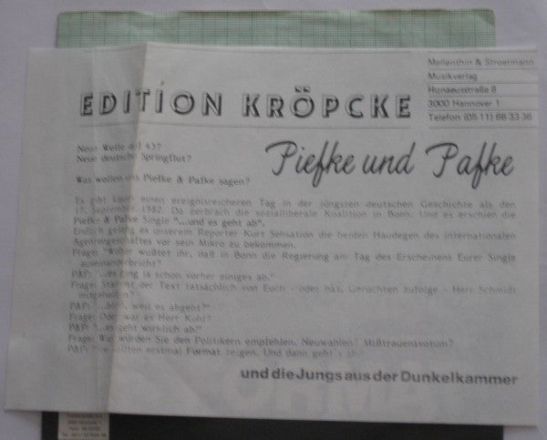 Piefke & Pafke Und Die Jungs Aus Der Dunkelkammer : ...Und Es Geht Ab (7", Single, M/Print)