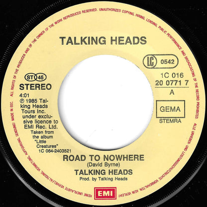 Talking Heads : Road To Nowhere (7", Single)