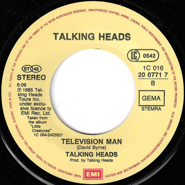 Talking Heads : Road To Nowhere (7", Single)