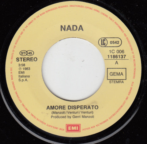 Nada (8) : Amore Disperato (7", Single)
