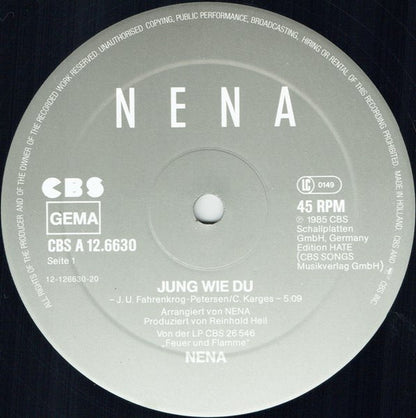 Nena : Jung Wie Du (12", Maxi)