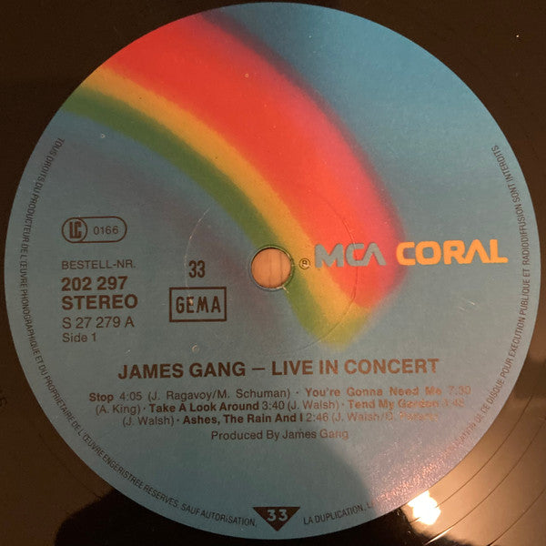 James Gang : Live In Concert (LP, Album, RE)