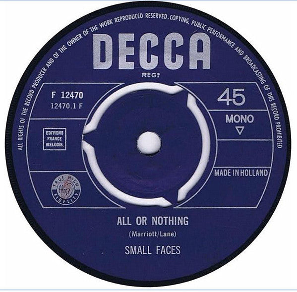 Small Faces : All Or Nothing / Understanding (7", Single, Mono, Pin)