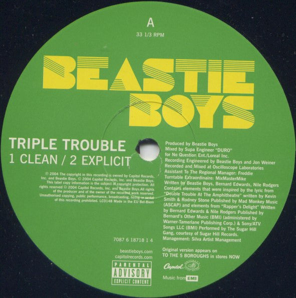 Beastie Boys : Triple Trouble (12", Single, Promo)