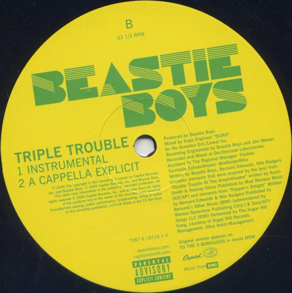 Beastie Boys : Triple Trouble (12", Single, Promo)