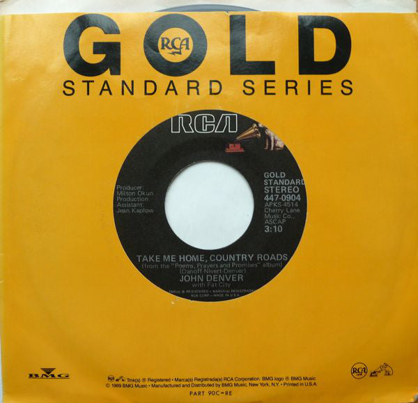 John Denver With Fat City : Take Me Home, Country Roads (7", Single, RE)