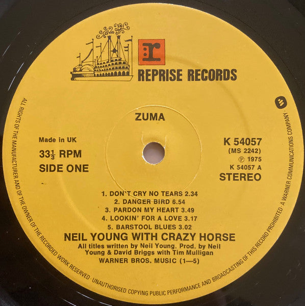 Neil Young With Crazy Horse : Zuma (LP, Album, RE, 2nd)
