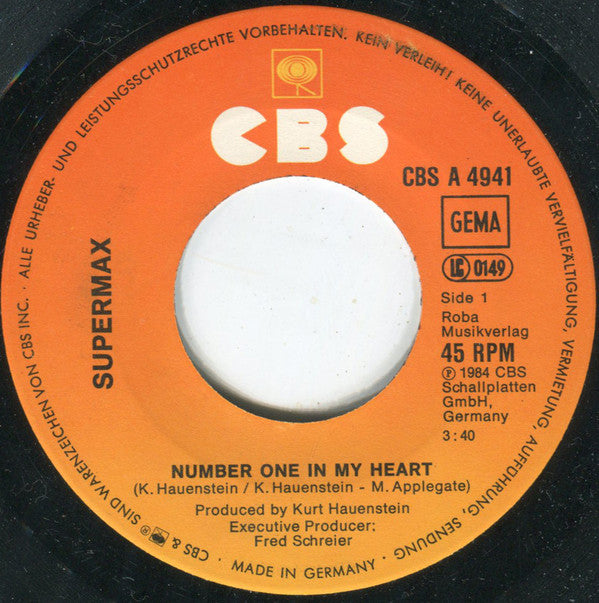 Supermax : Number One In My Heart (7", Single)