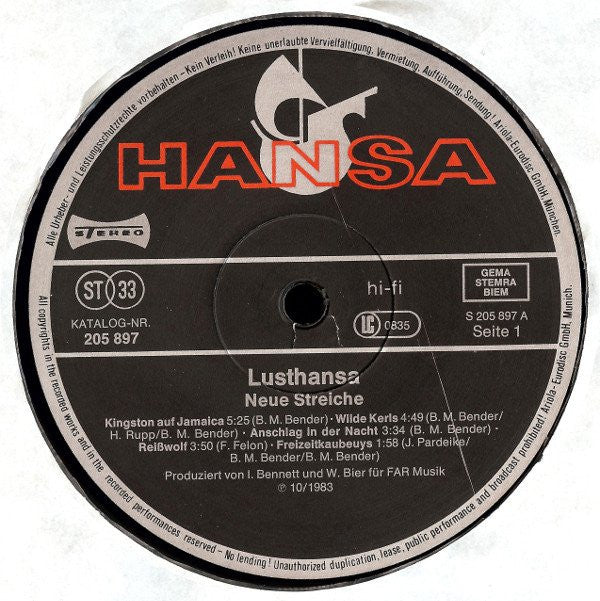 Lusthansa : Neue Streiche (LP, Album)