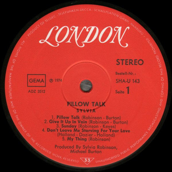 Sylvia* : Pillow Talk (LP, Album)