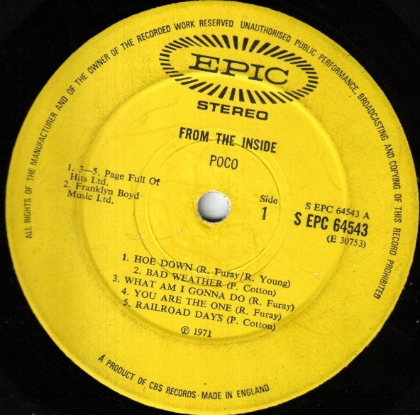Poco (3) : From The Inside (LP, Album, Gat)