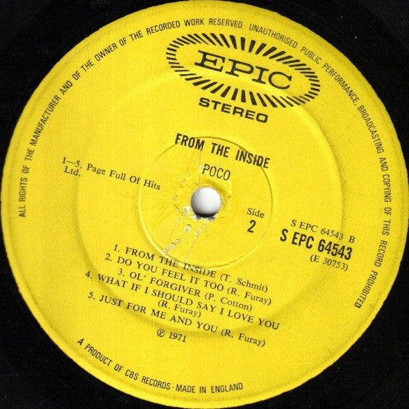 Poco (3) : From The Inside (LP, Album, Gat)
