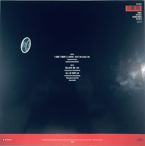 Texas : I Don't Want A Lover (Full Version) (12", Maxi)