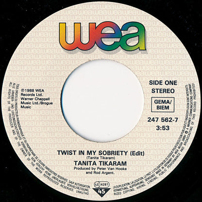 Tanita Tikaram : Twist In My Sobriety (7", Single)