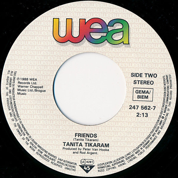 Tanita Tikaram : Twist In My Sobriety (7", Single)