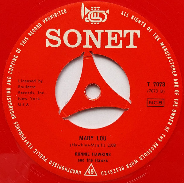 Ronnie Hawkins : Mary Lou / My Gal Is Red Hot (7", Red)