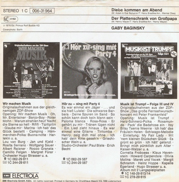 Gaby Baginsky : Diebe Kommen Am Abend / Der Plattenschrank Von Grosspapa (7", Single)