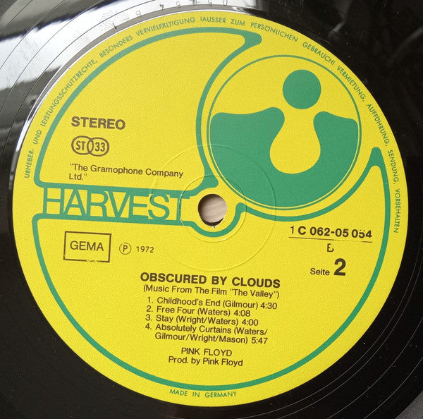 Pink Floyd : Obscured By Clouds (LP, Album, RP)