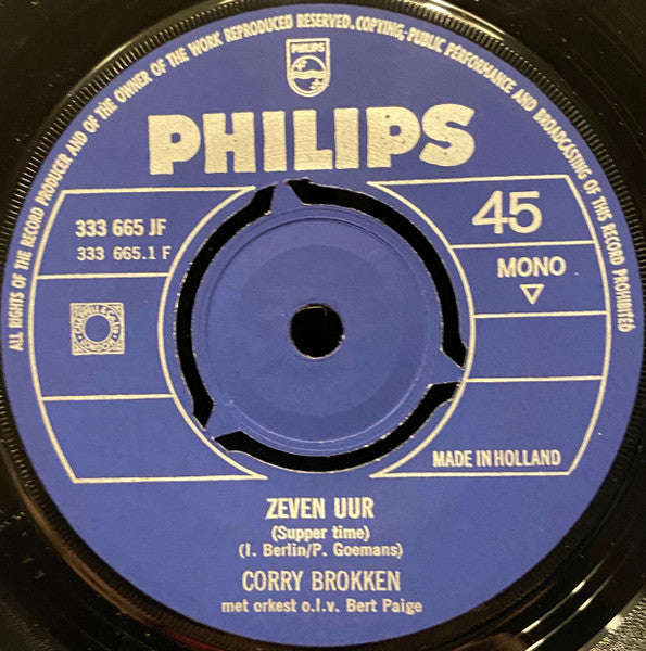Corry Brokken : Zeven Uur / Ik Moet Weg (7", Single, Mono)