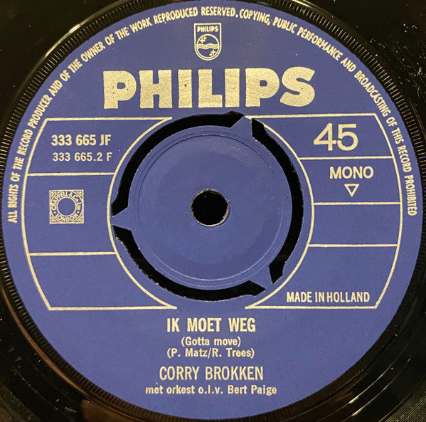 Corry Brokken : Zeven Uur / Ik Moet Weg (7", Single, Mono)