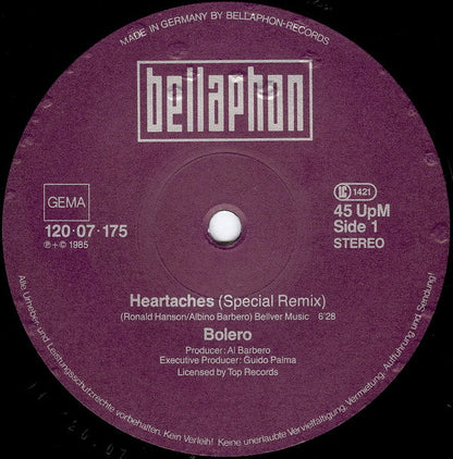 Bolero : Heartache (12", Maxi)