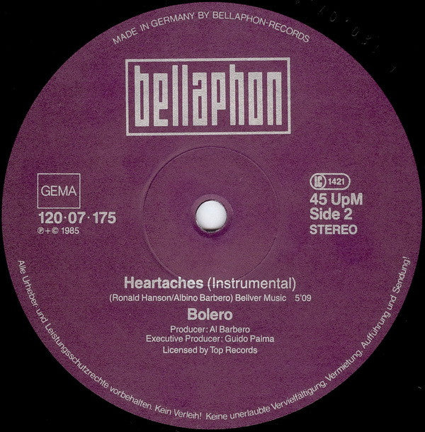Bolero : Heartache (12", Maxi)