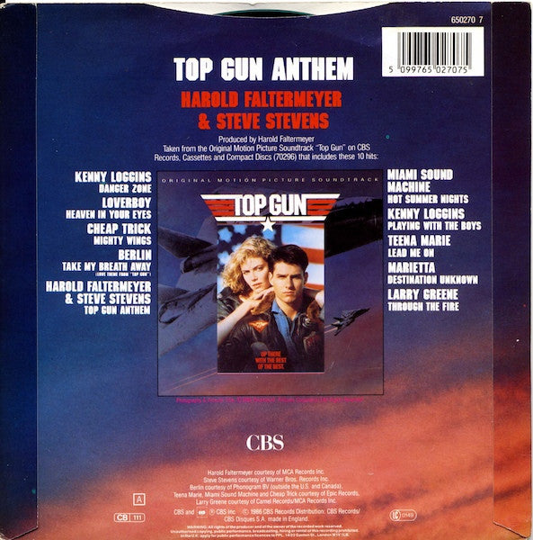 Harold Faltermeyer and Steve Stevens : Top Gun Anthem (7", Single)