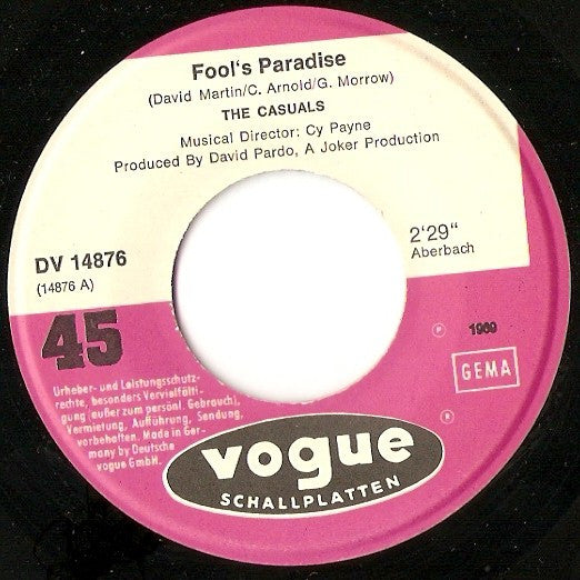 The Casuals : Fool's Paradise (7", Single)