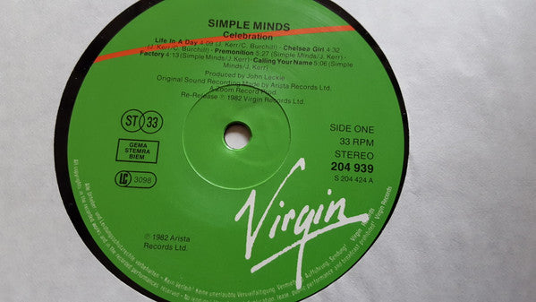 Simple Minds : Celebration (LP, Comp)