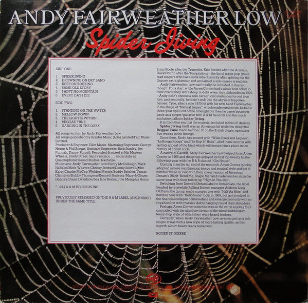 Andy Fairweather Low* : Spider Jiving (LP, Album, RE)