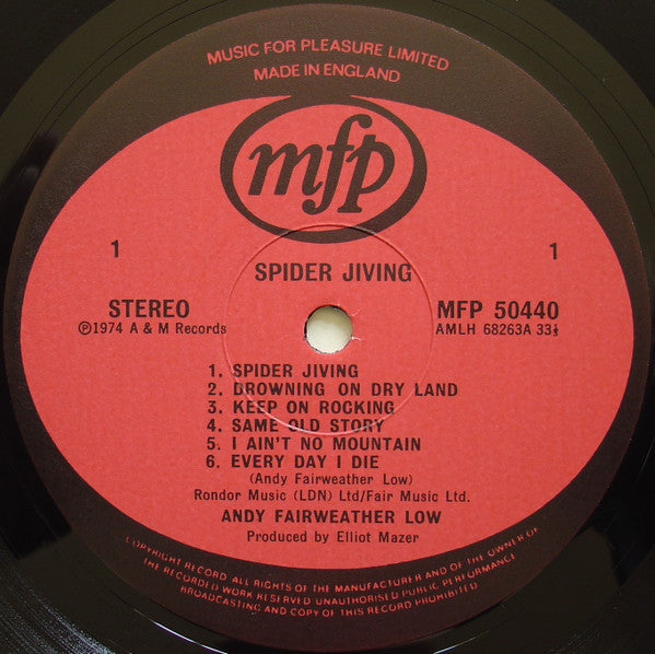 Andy Fairweather Low* : Spider Jiving (LP, Album, RE)