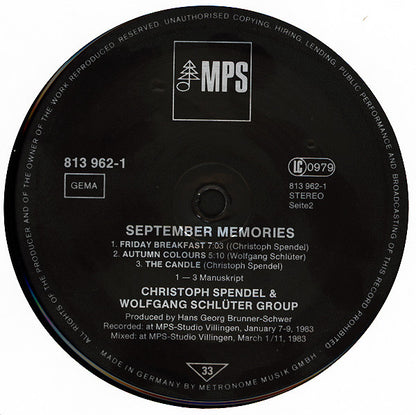 Christoph Spendel & Wolfgang Schlüter Group : September Memories (LP, Album)