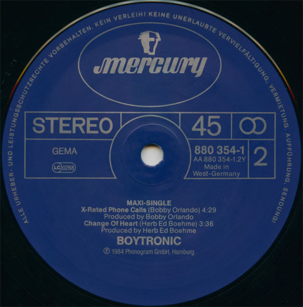 Boytronic : Man In A Uniform (Continental-Mix) (12", Maxi)
