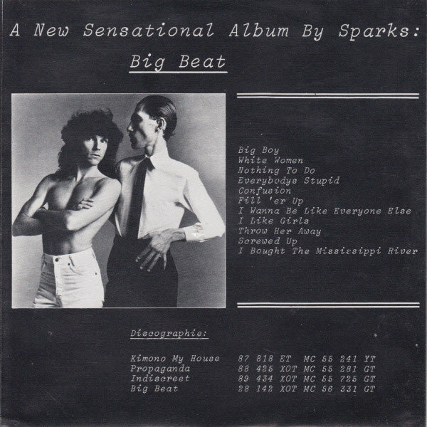 Sparks : Big Boy (7", Single)