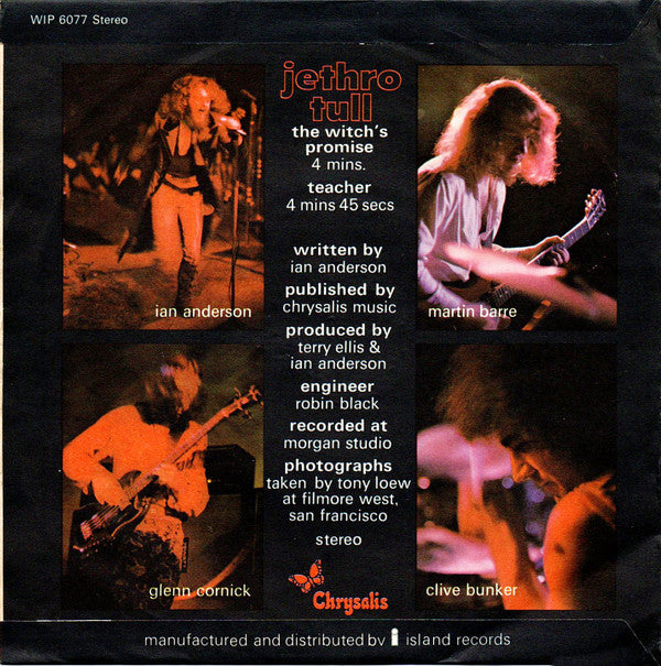 Jethro Tull : The Witch's Promise / Teacher (7", Single)