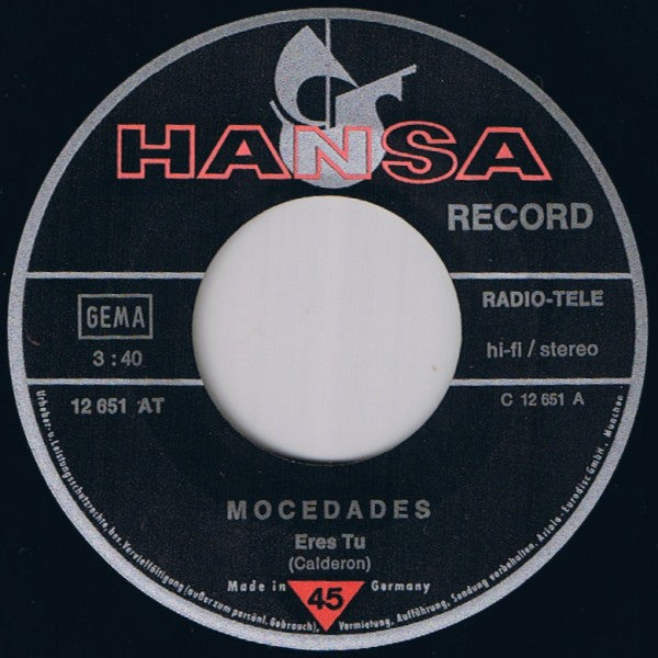 Mocedades : Eres Tu / Dime Señor (7", Single)