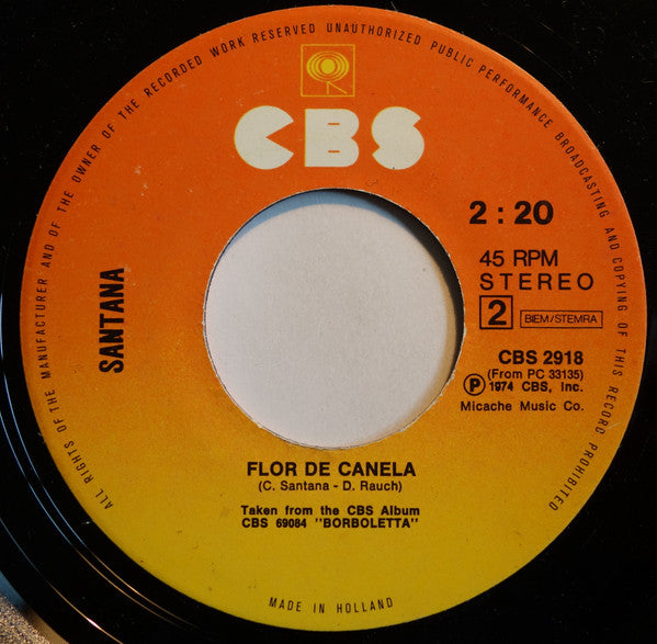 Santana : One With The Sun (7", Single)