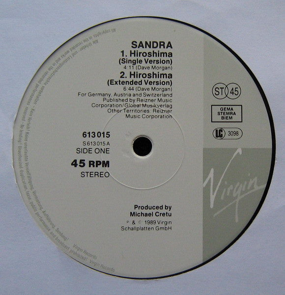 Sandra : Hiroshima (12", Maxi, RP, 4 T)
