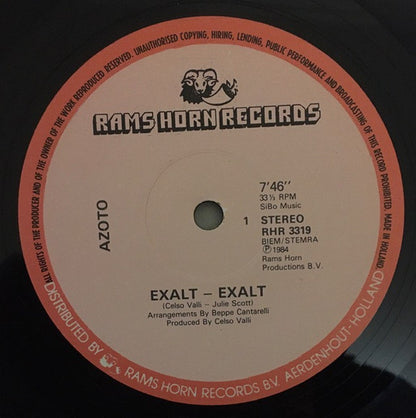 Azoto : Exalt - Exalt / Anytime Or Place (12")