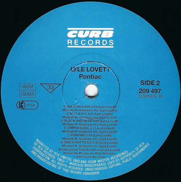 Lyle Lovett : Pontiac (LP, Album)