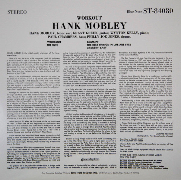 Hank Mobley : Workout (LP, Album, RE)
