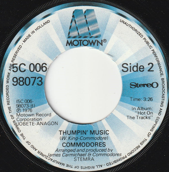 Commodores : High On Sunshine (7", Single)
