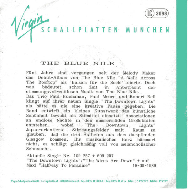 The Blue Nile : The Downtown Lights (7", Single)