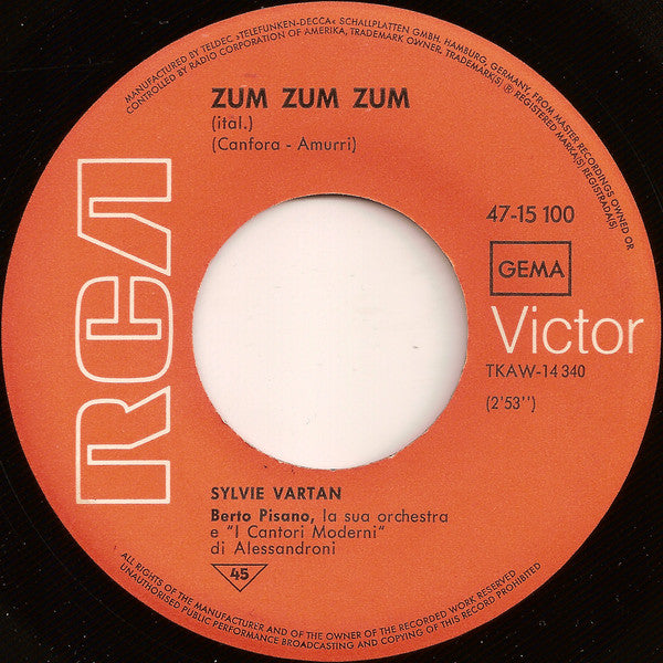 Sylvie Vartan : Zum Zum Zum (7", Single)