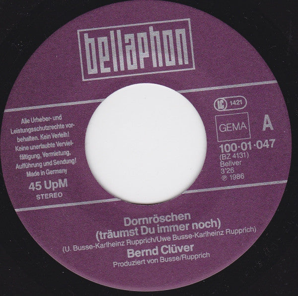 Bernd Clüver : Dornröschen (Träumst Du Immer Noch) (7", Single)