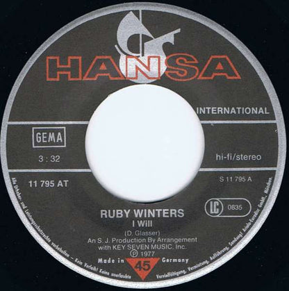 Ruby Winters : I Will (7", Single)