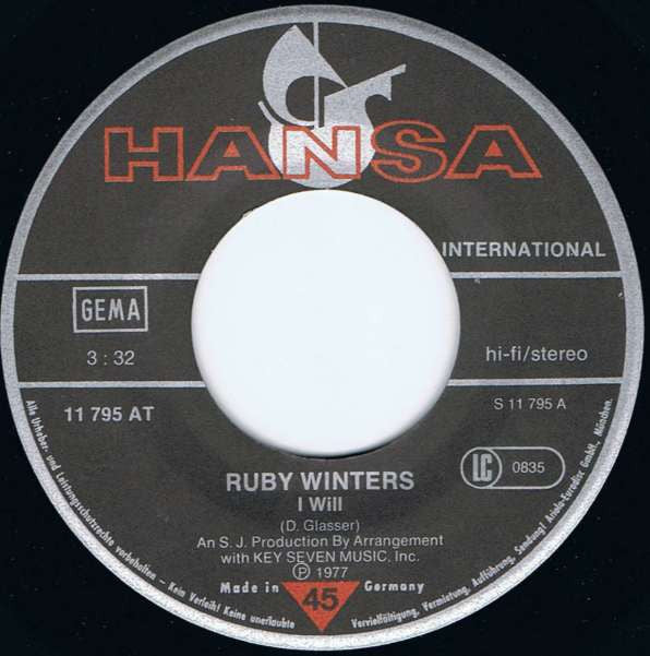 Ruby Winters : I Will (7", Single)